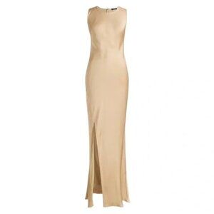 J.Crew Gold Long Slip Dress with Side Slit Size 4